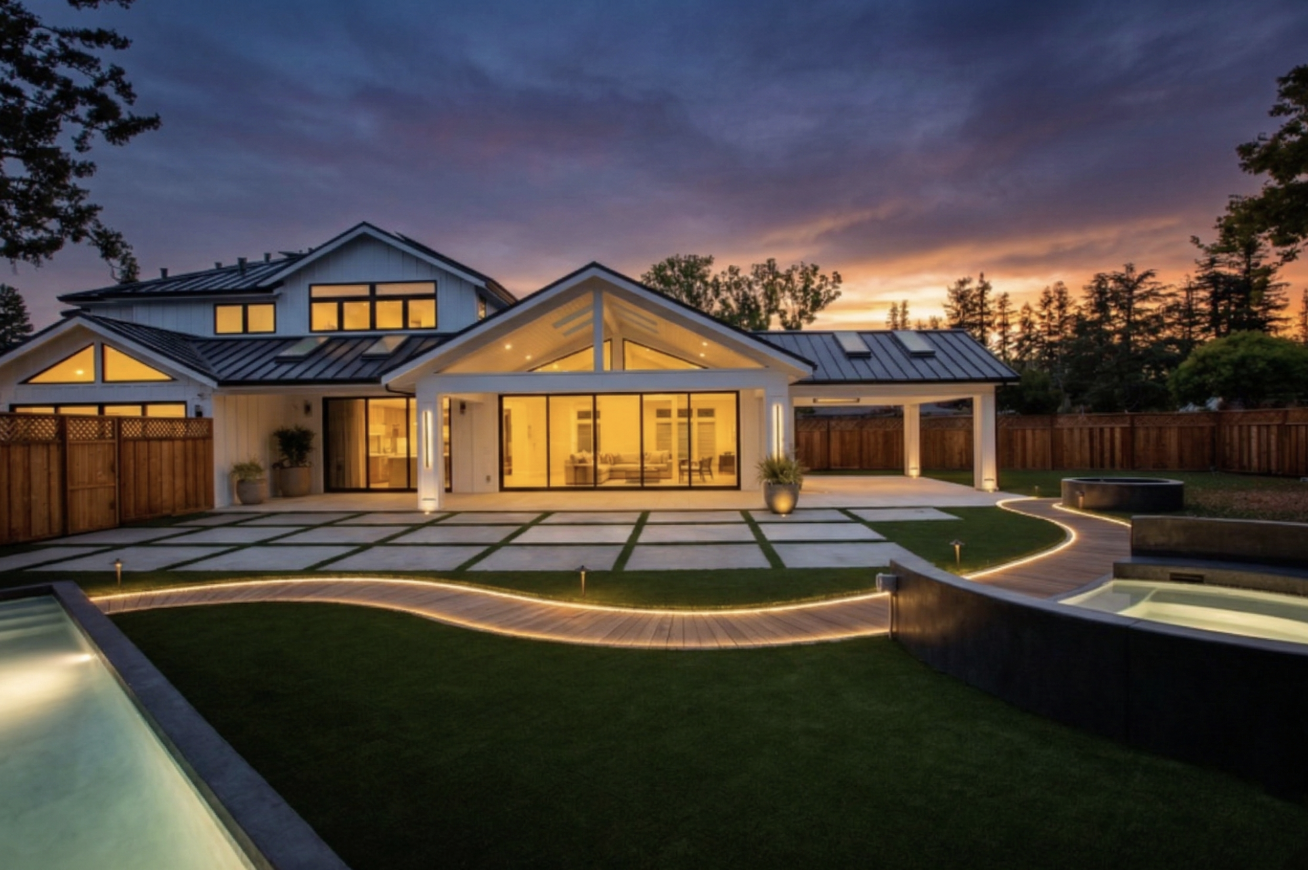 luxury custom home backyard pool